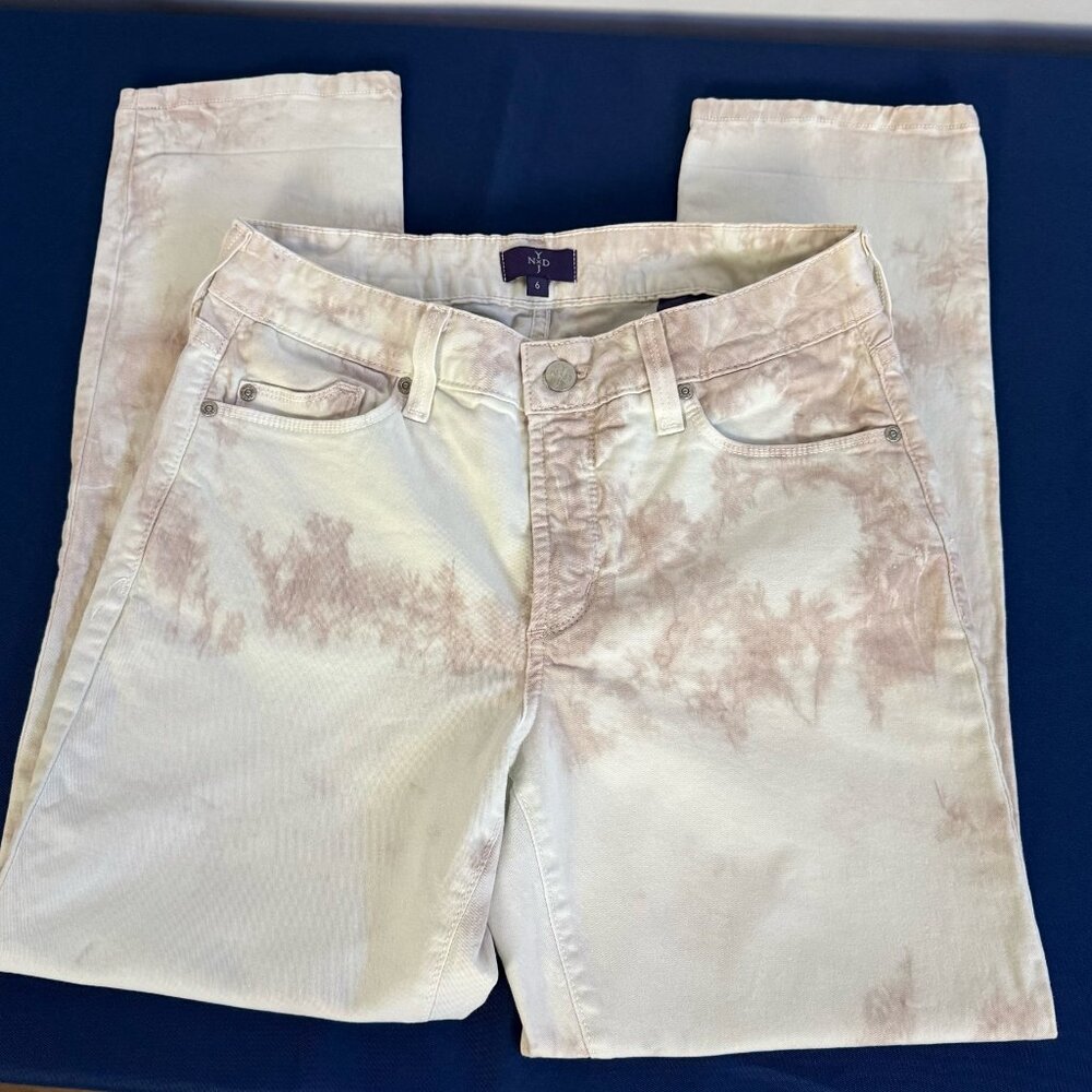 NYDJ Tie Dye Ankle Jeans Mid-Rise Skinny Jeans 6